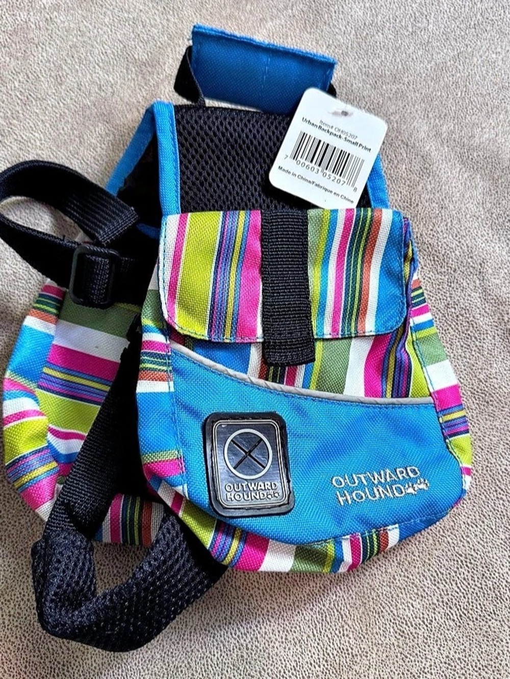 NWT Outward Hound Urban Dog Backpack Striped Blue & Multicolor